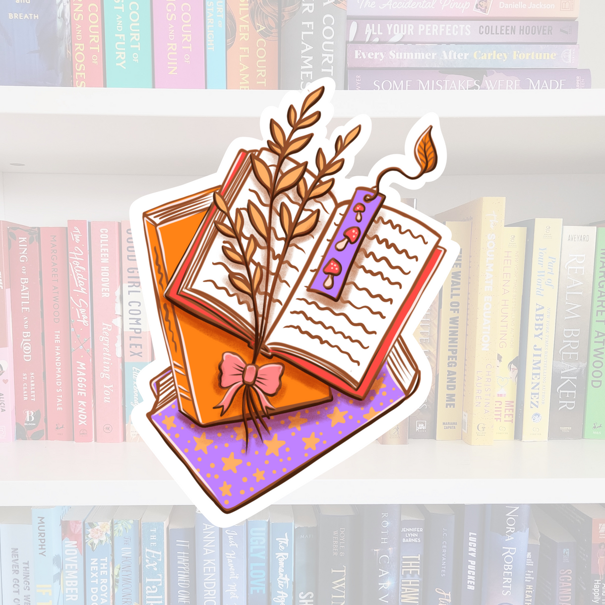 Fall Book stack - Bookish Sticker