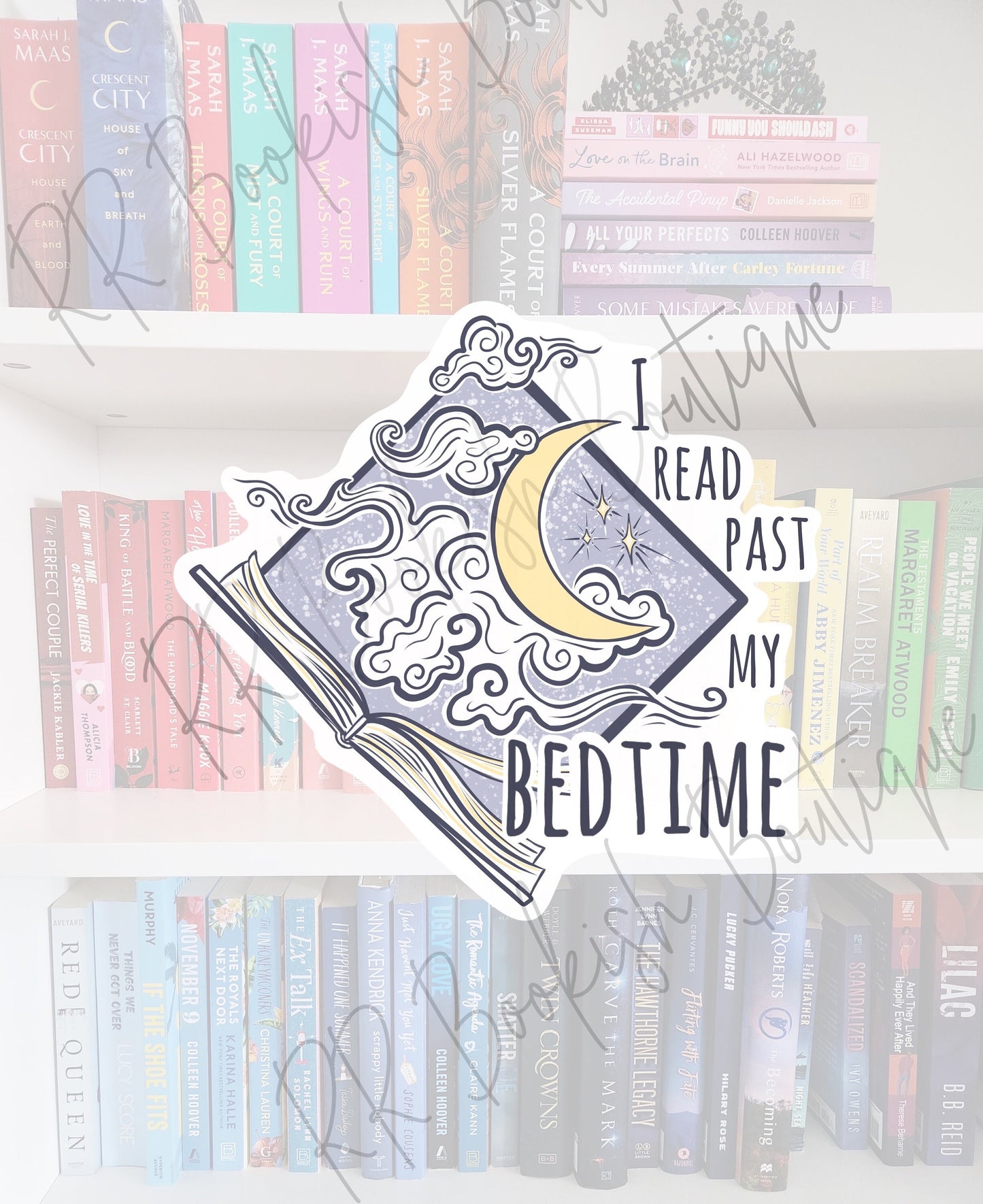 I Read Past My Bedtime - bookish stickers / booktok / book addict / whimsy / reader / water resistant | bookish gifts