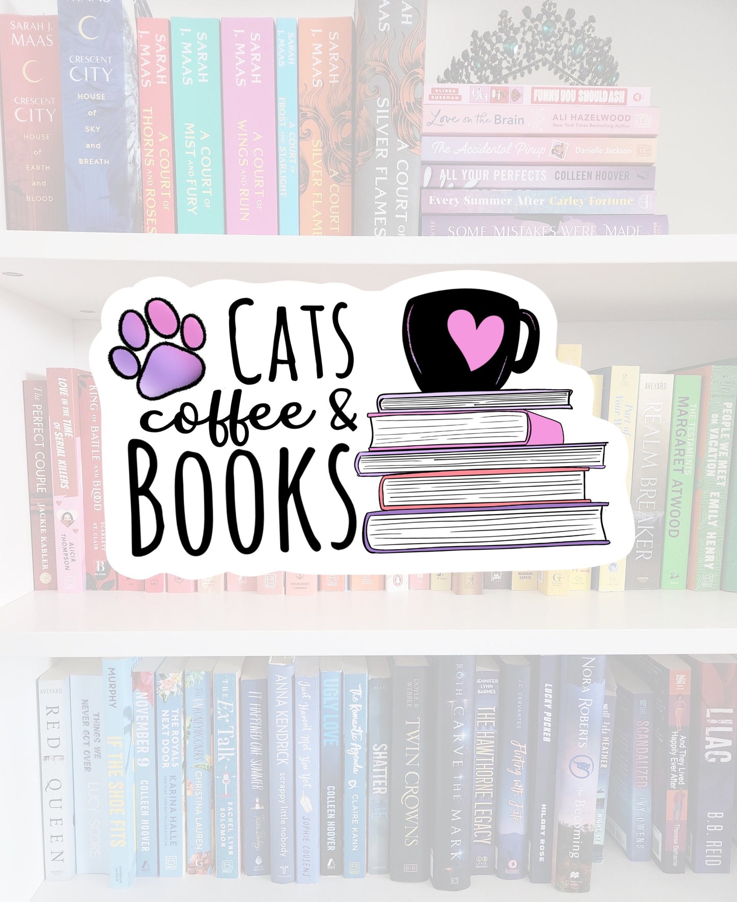Cats, Coffee & Books Sticker, Book Lover Gift