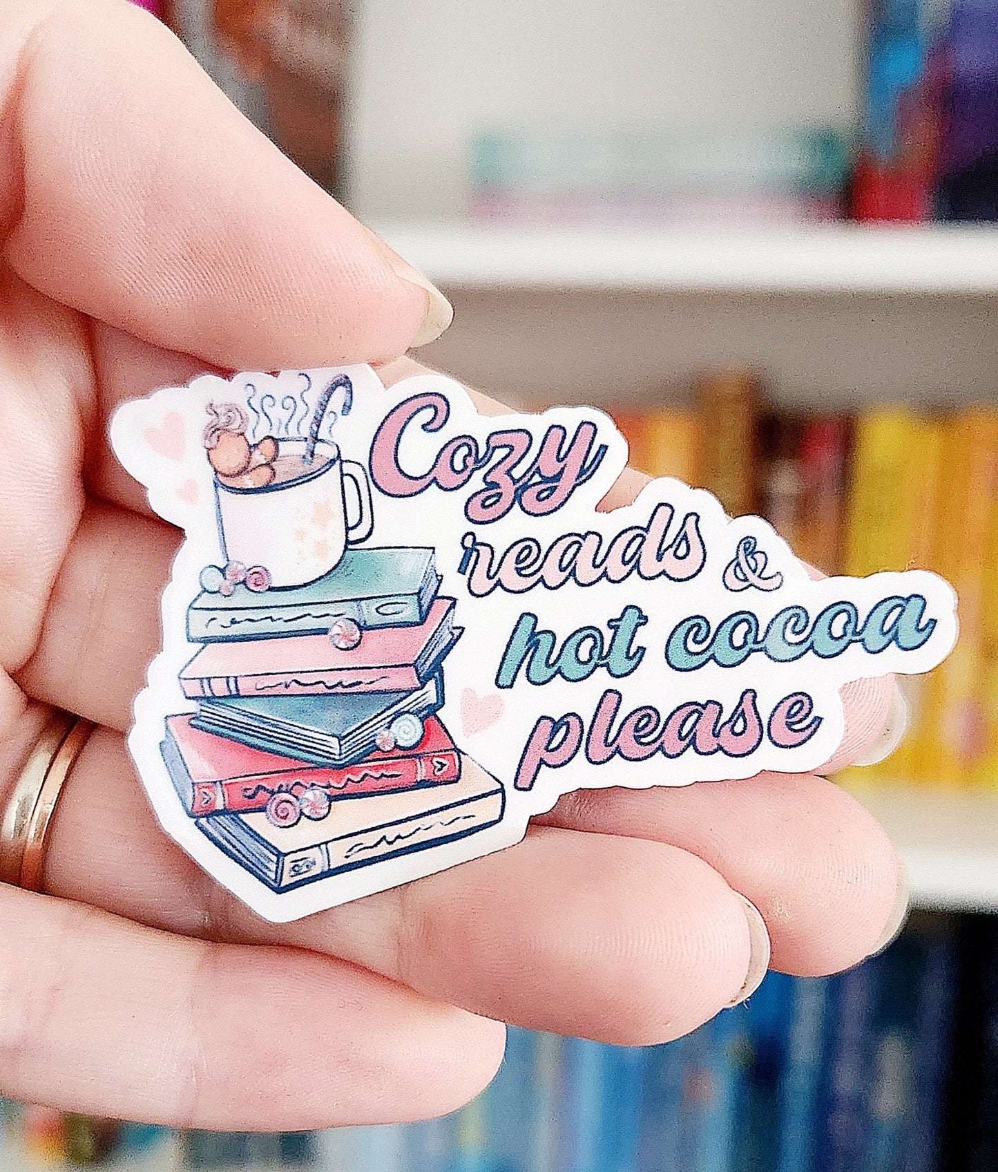 Cozy Reads & Hot Cocoa Sticker - Bookish Reader Gift