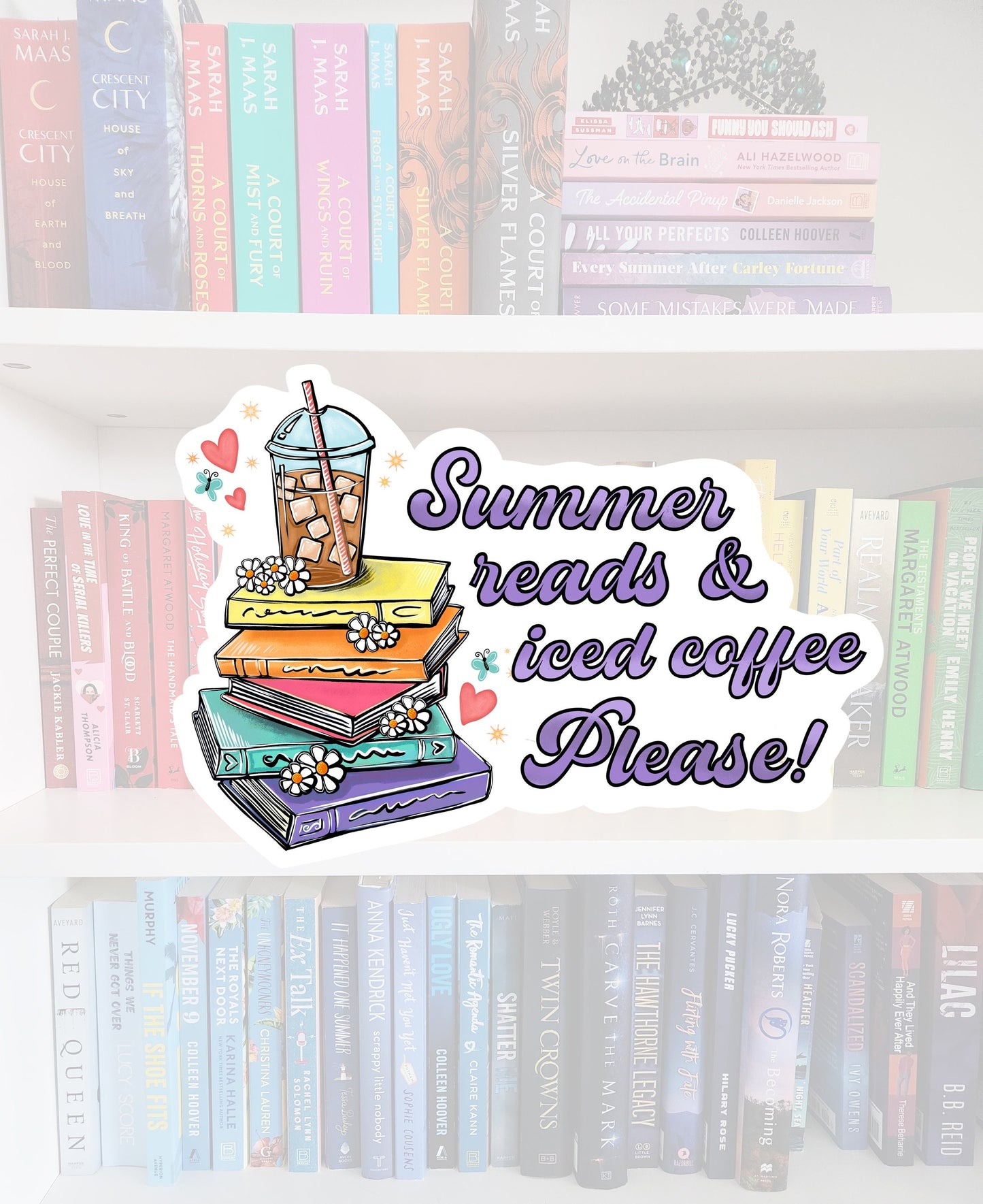 Summer reads & Iced coffee please sticker | booktok | book addict / books | bookish gifts | bookish merch | bookstagram