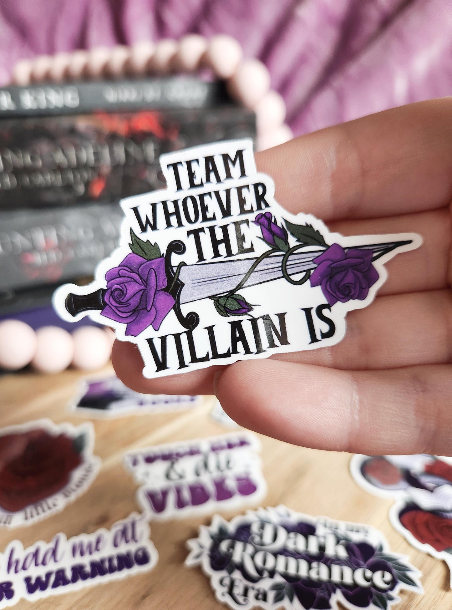 Team Whoever the villain is - sticker / booktok / book addict / books / reader / water resistant | bookish gifts | dark romance