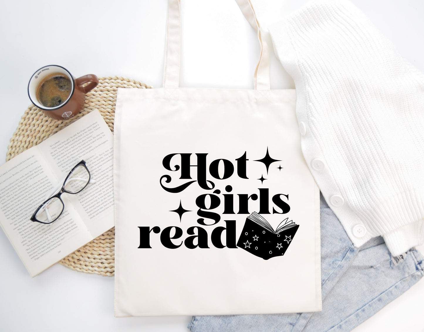 Hot Girls Read - bookish tote bag