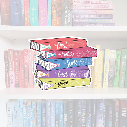Off-Campus Book Stack- bookish vinyl sticker | book merch | water resistant | Hockey romance