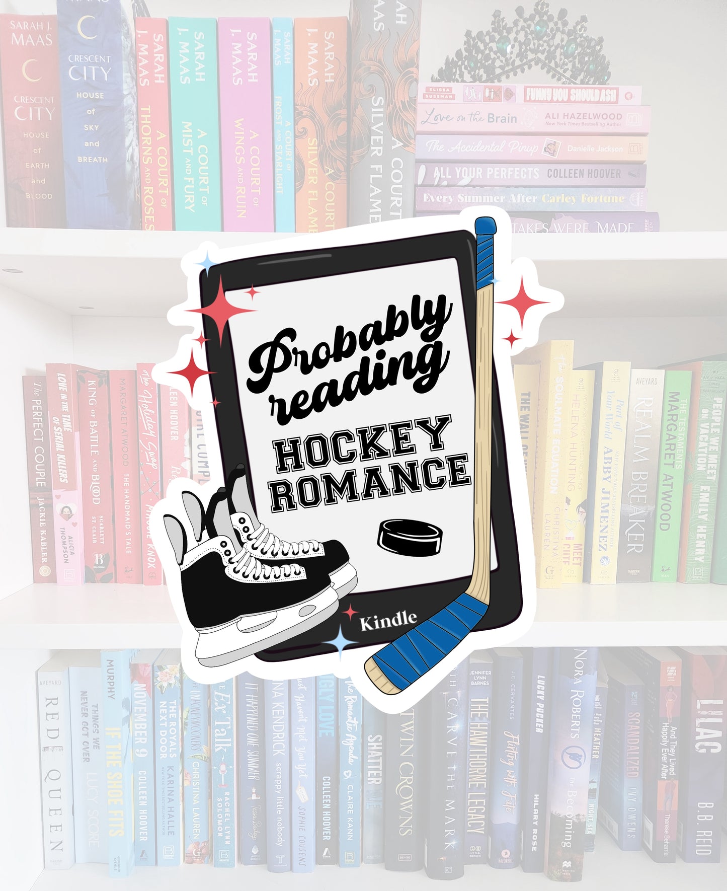 Probably Reading Hockey Romance- bookish vinyl sticker | book merch | water resistant | Hockey romance