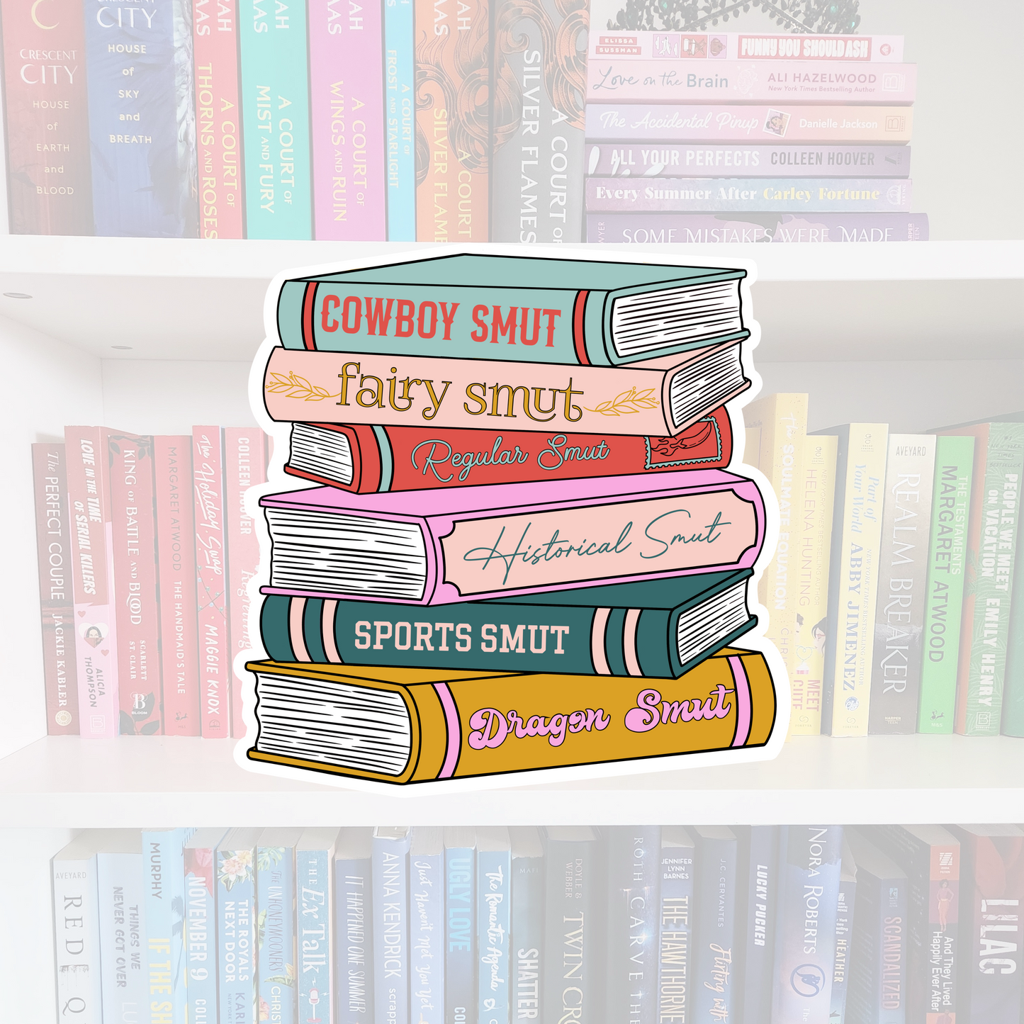Smut Genre Book Stack- bookish vinyl sticker | book merch | water resistant