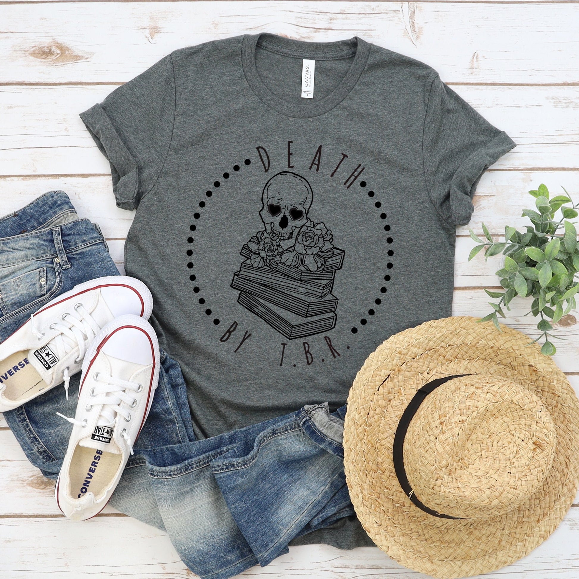 Death By TBR T-shirt, Bookish Tee, Skeleton T-shirt, To Be Read, Reading Shirt, Book Addict T-shirt, Funny Skeleton Shirt