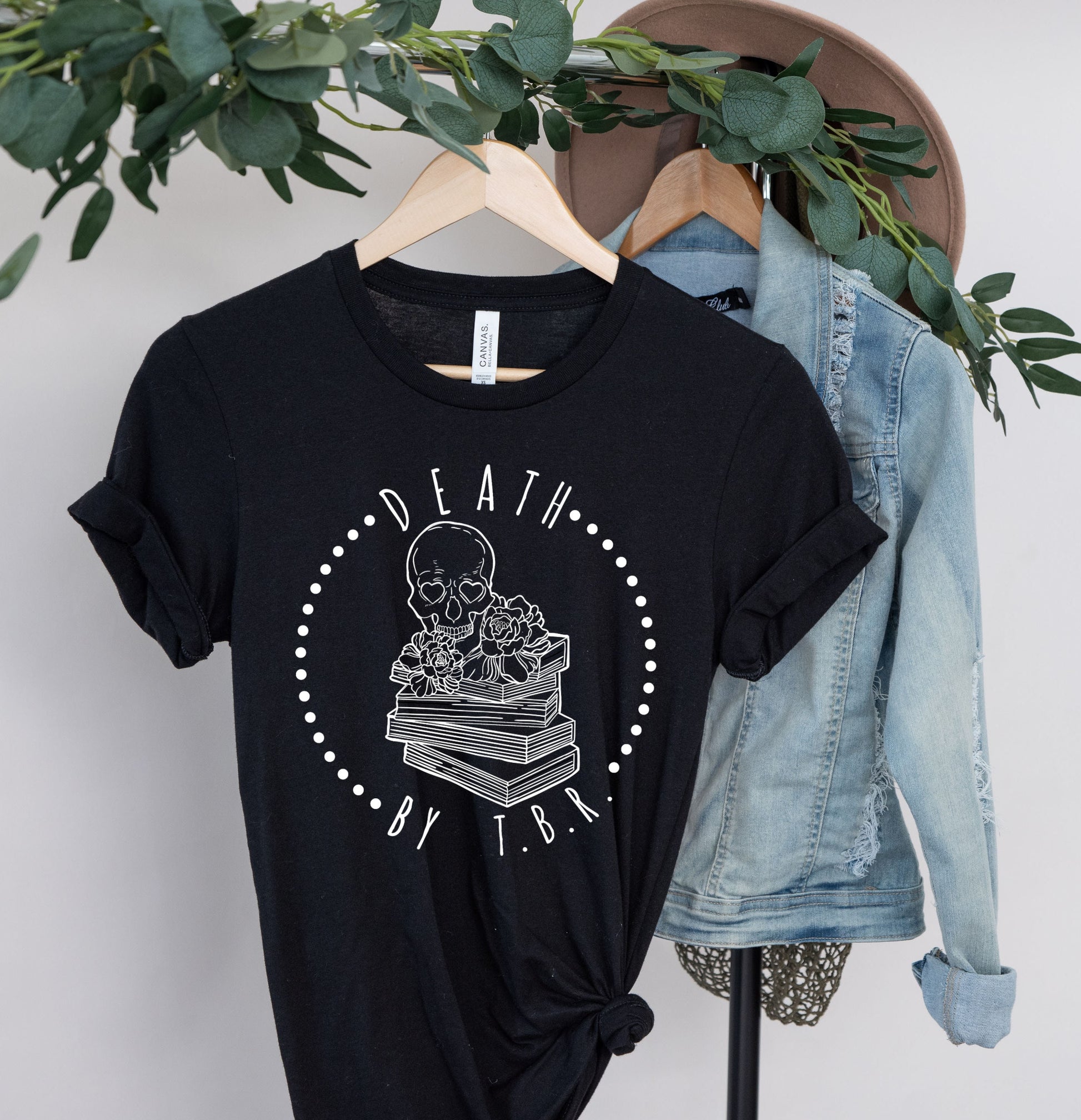 Death By TBR T-shirt, Bookish Tee, Skeleton T-shirt, To Be Read, Reading Shirt, Book Addict T-shirt, Funny Skeleton Shirt