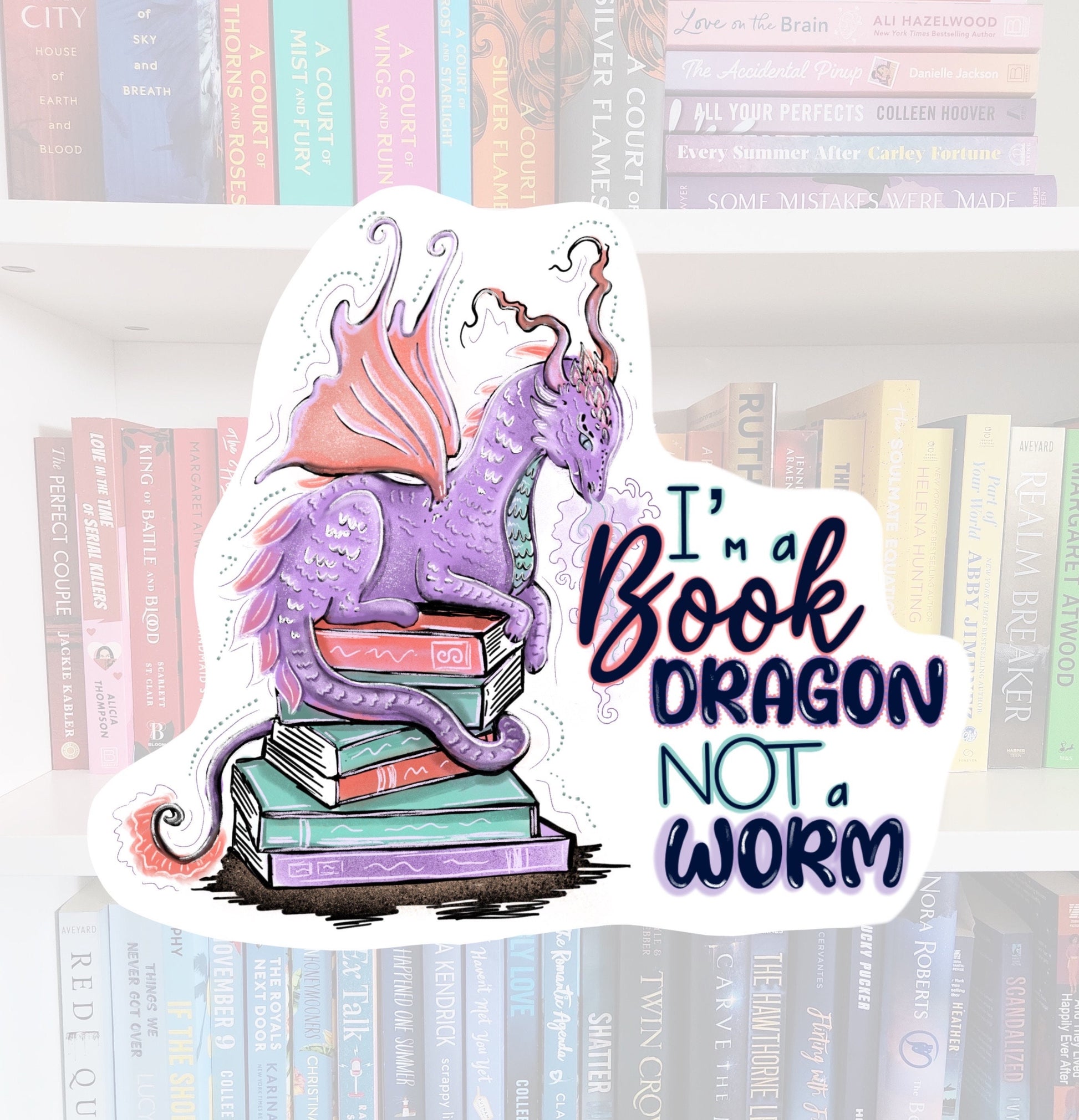 Book Dragon Vinyl Sticker – Whimsical Reader Laptop Decal