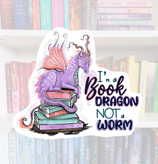 Book Dragon Vinyl Sticker – Whimsical Reader Laptop Decal