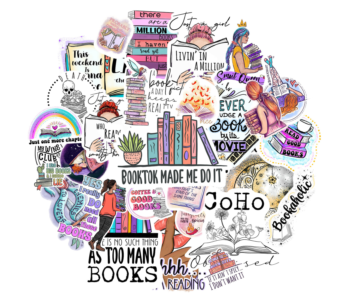 Booktok Sticker Pack | Book Lover Laptop Stickers