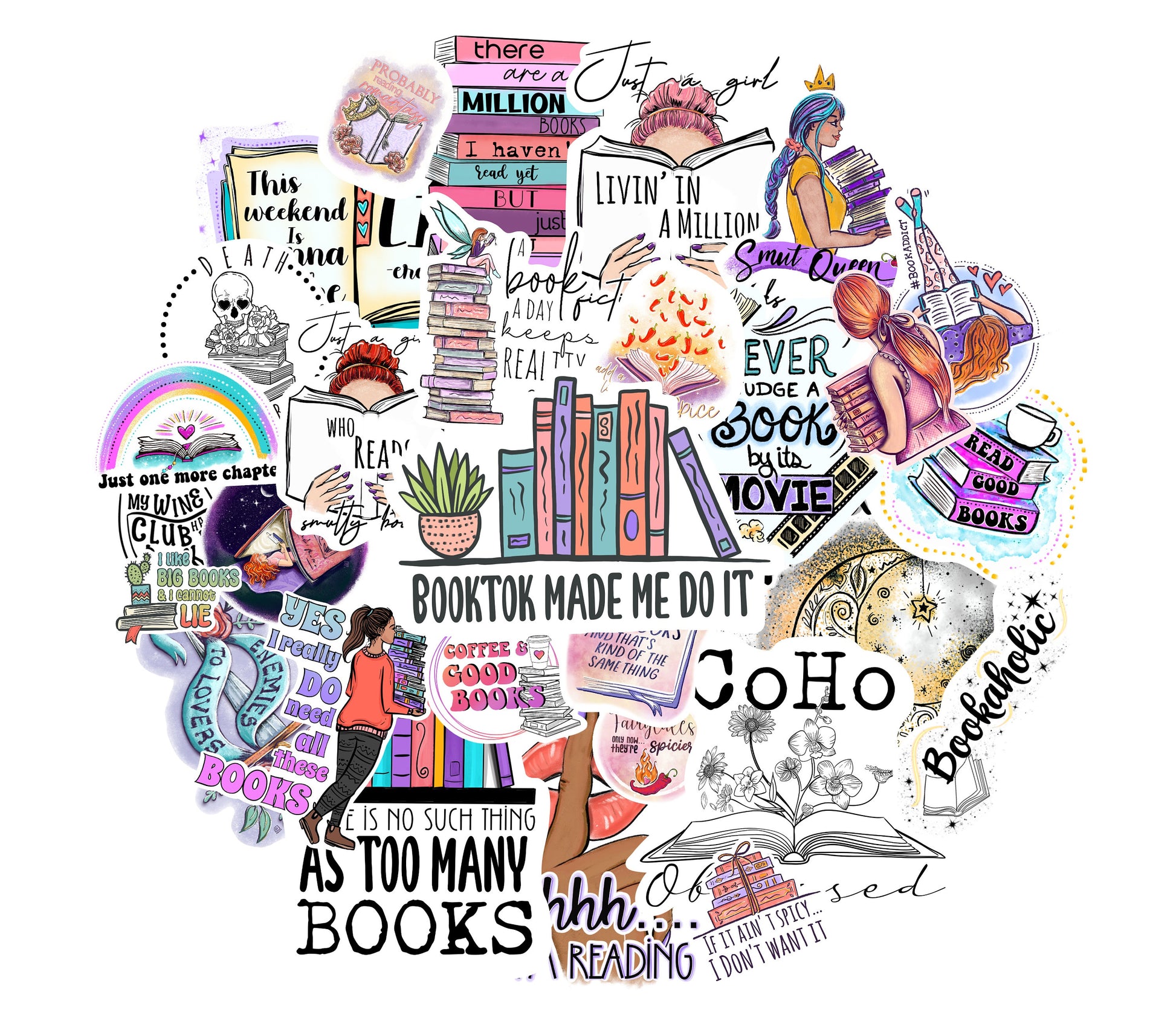 Booktok Sticker Pack | Book Lover Laptop Stickers