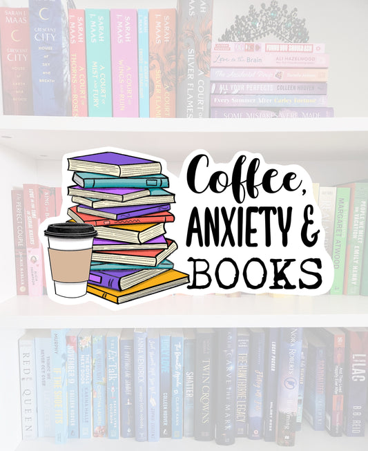 Coffee Anxiety Books Sticker, Reader Gift