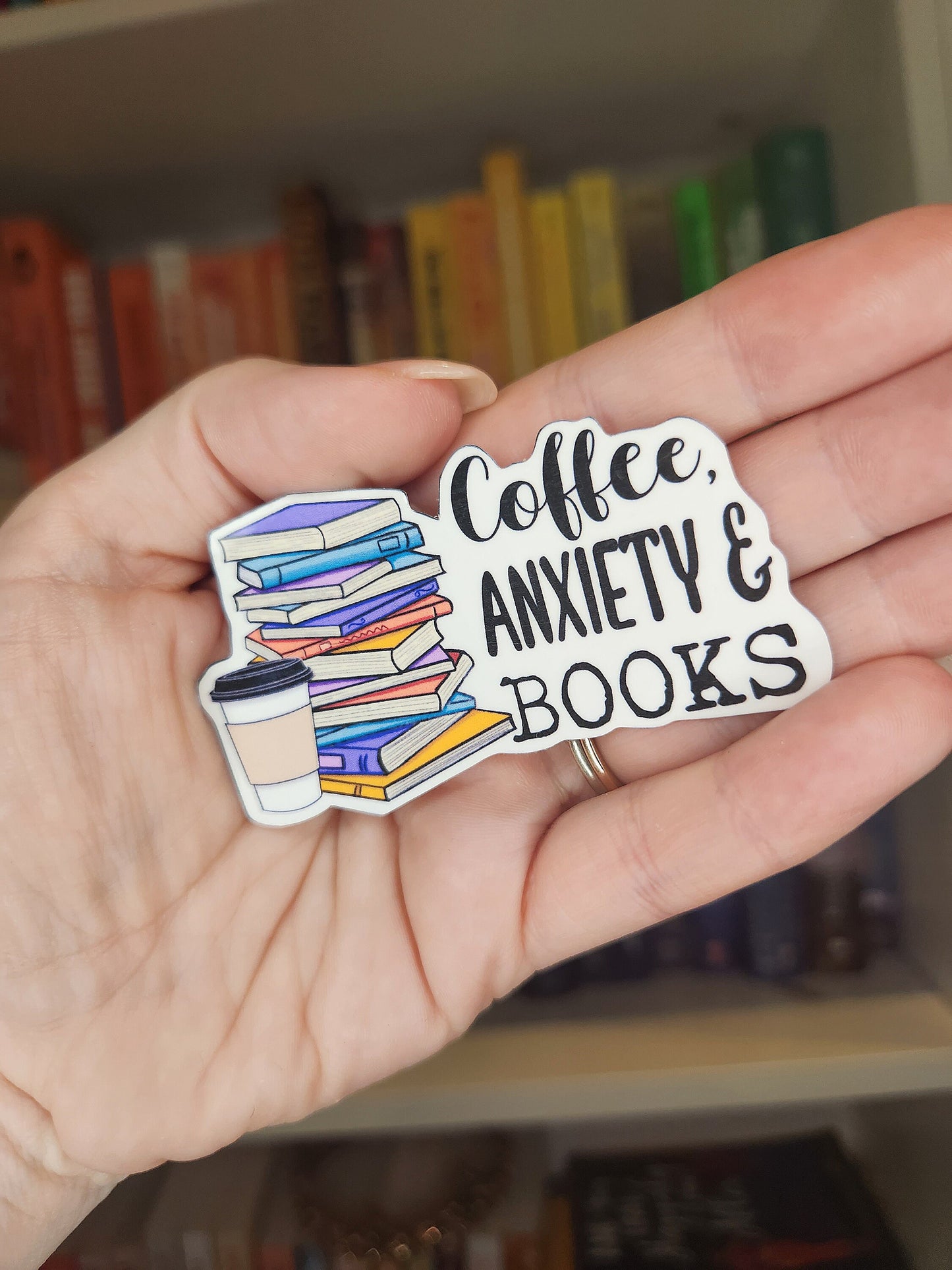 Coffee Anxiety Books Sticker, Reader Gift