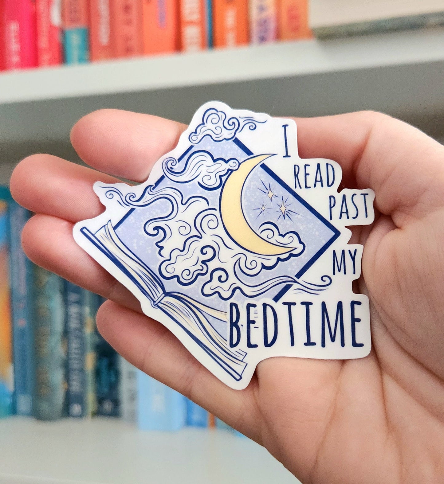 I Read Past My Bedtime - bookish stickers / booktok / book addict / whimsy / reader / water resistant | bookish gifts