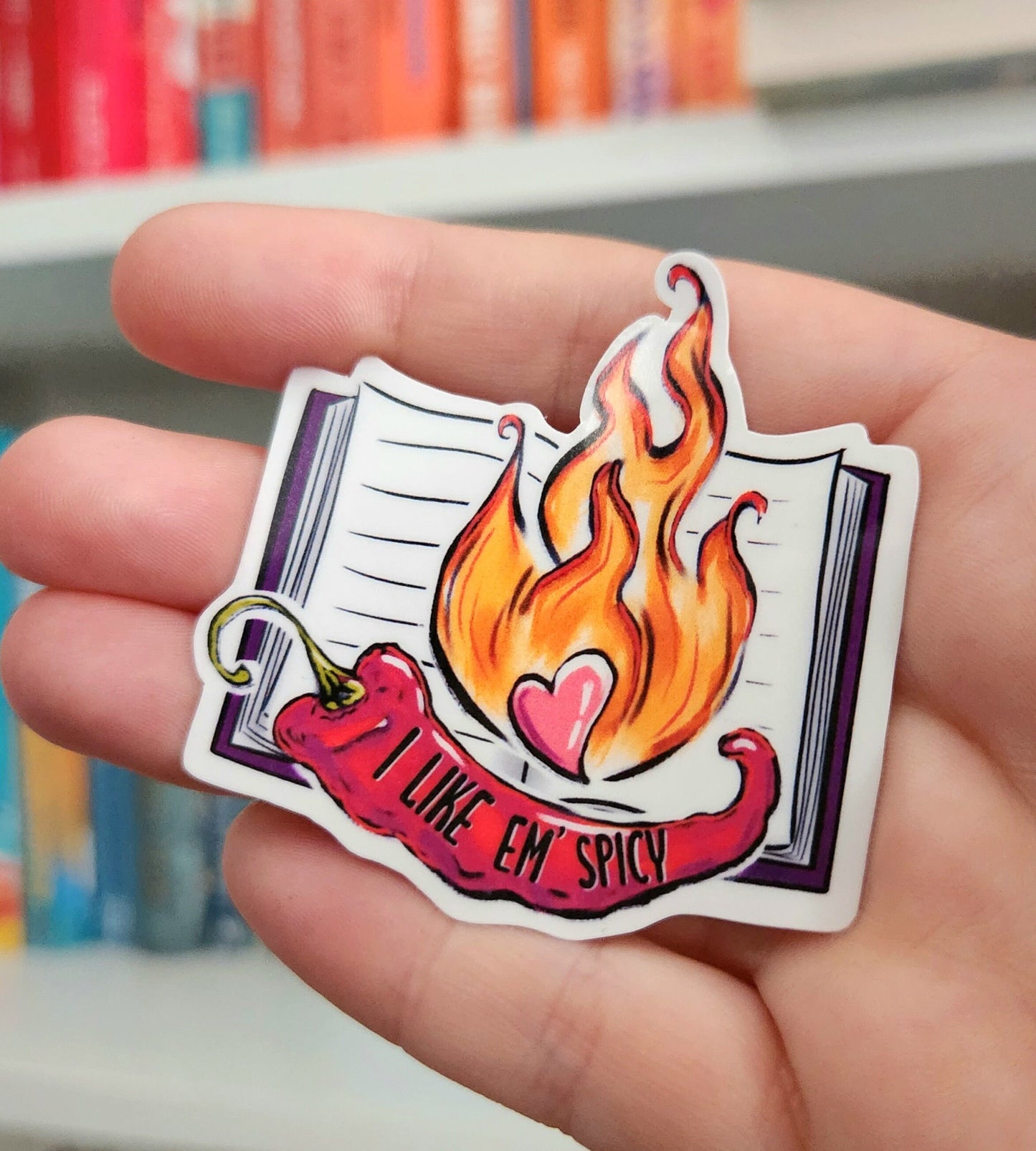 Spicy Book Sticker - "I Like Em' Spicy" Vinyl Decal