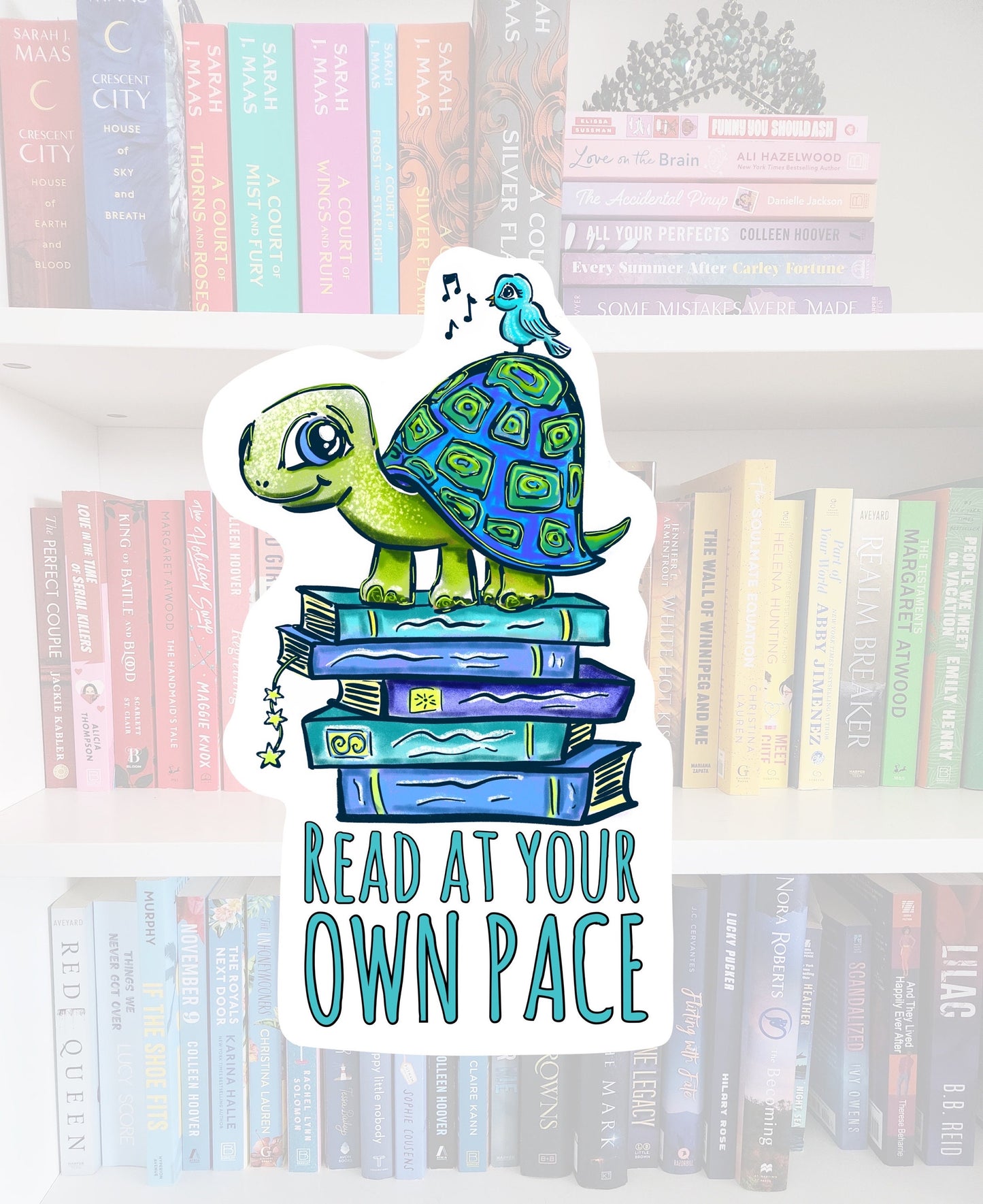Turtle Book Stack Sticker – Bookish Reader Vinyl Decal