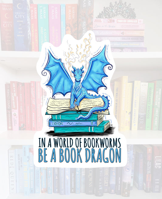 Blue Book Dragon Vinyl Sticker – Whimsical Reader Decal