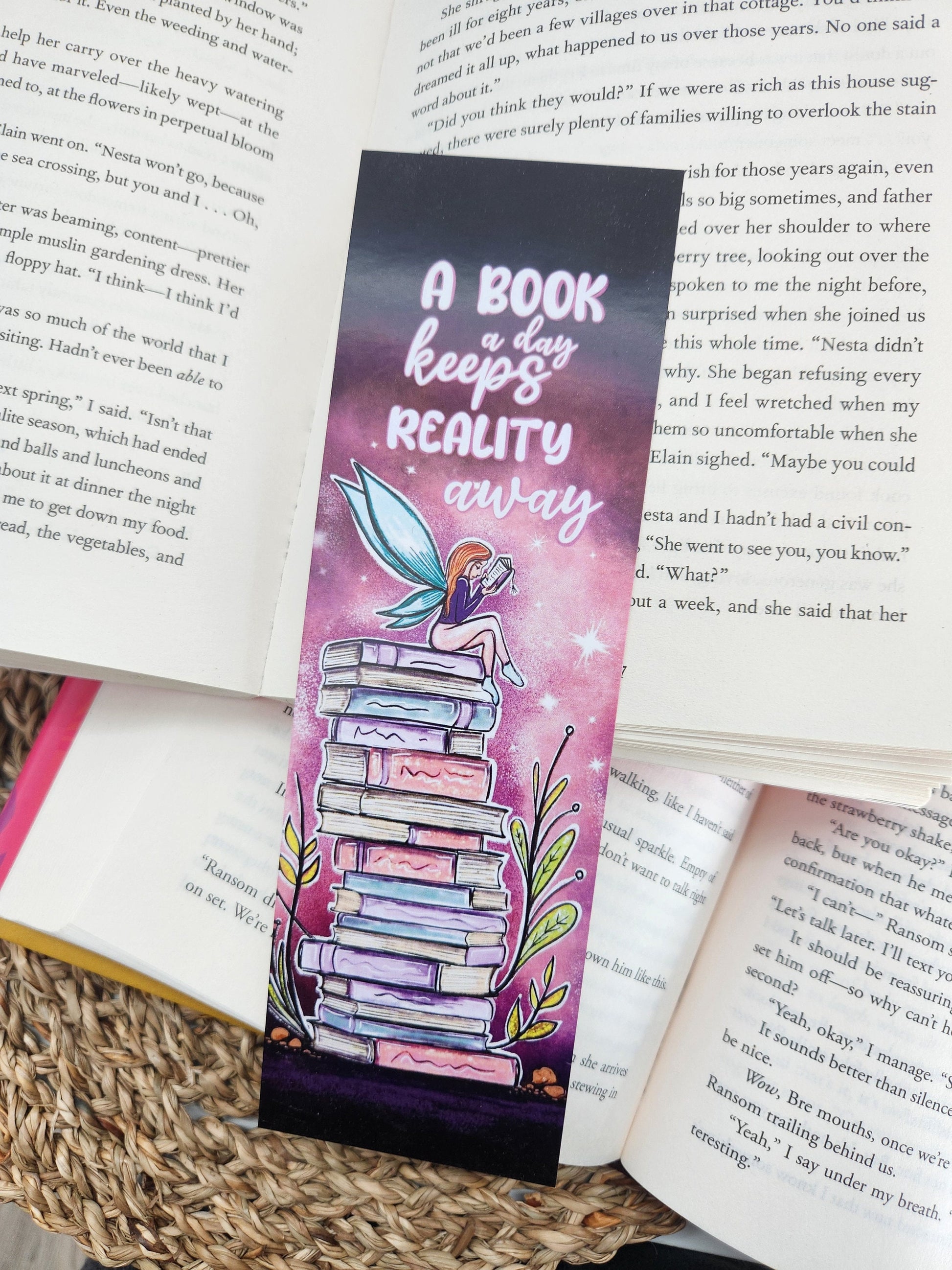 Fairy book stack bookmark