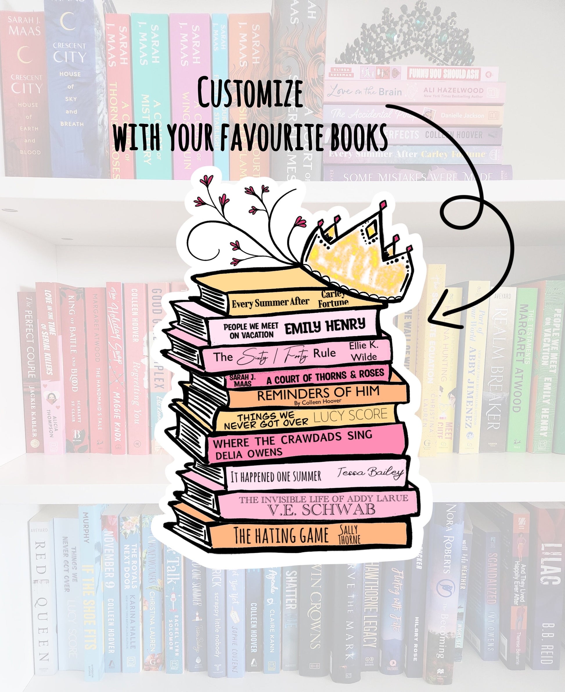 Customizable Book Pile Sticker – Book Lover Gift