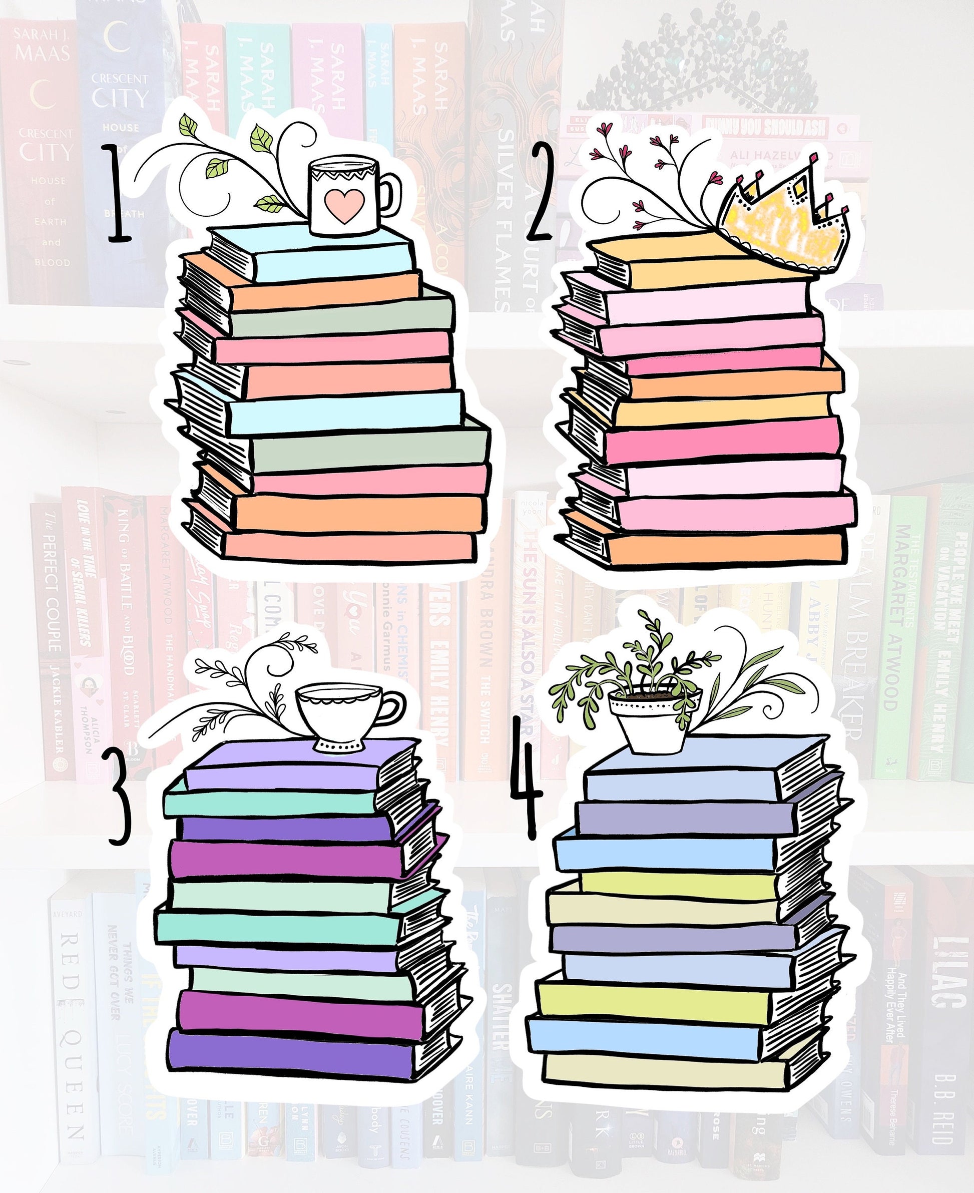 Customizable Book Pile Sticker – Book Lover Gift