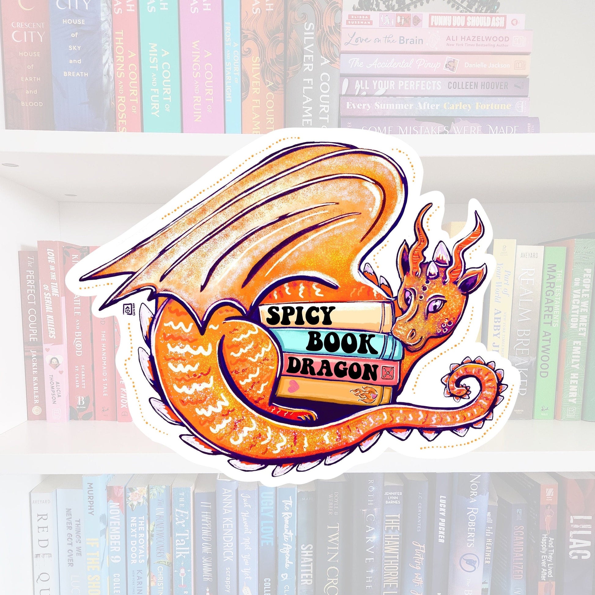 Spicy Book dragon - bookish stickers | booktok | book addict | dragon| whimsy | reader | water resistant | bookish gifts | fantasy | books