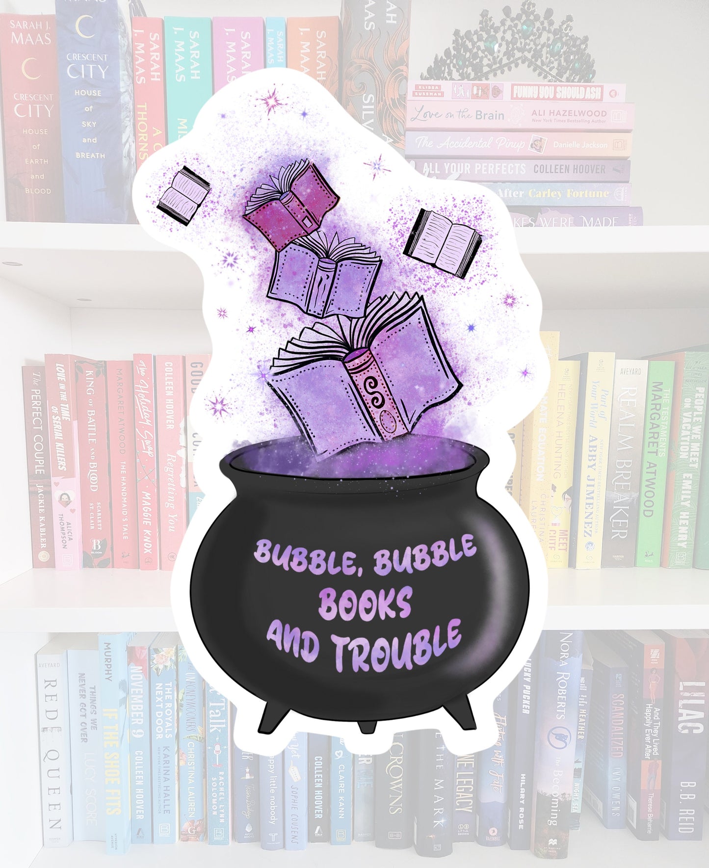 Booktok Cauldron Sticker, Bubble Books, Water Resistant Vinyl