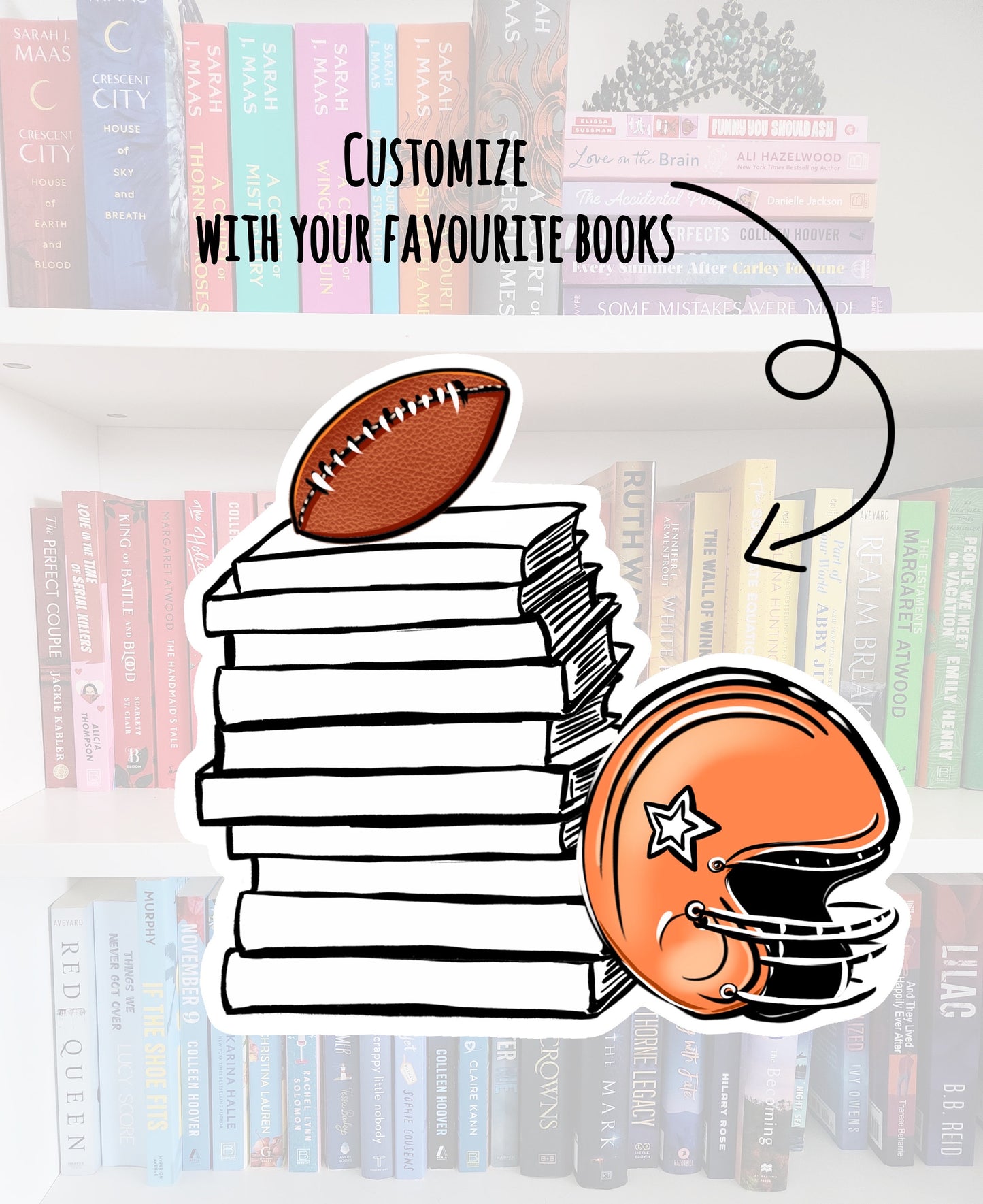 Customizable Sports Romance Book Stack Sticker – Booktok, Football, Hockey