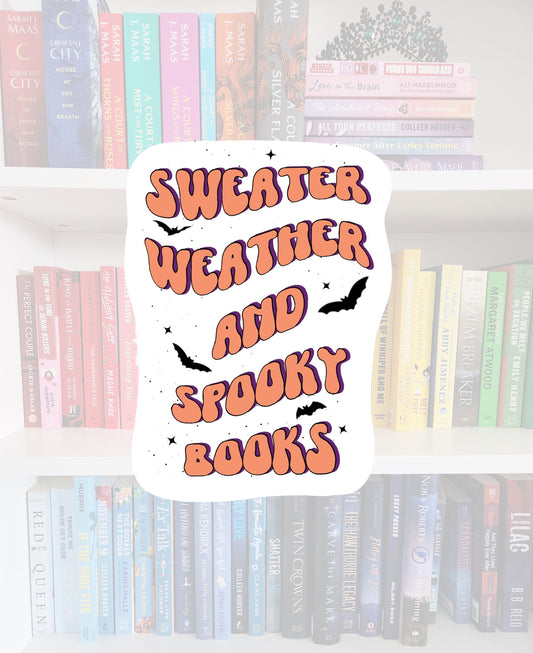 Sweater Weather Spooky Books Sticker - Fall Bookish Vinyl