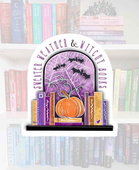 Sweater Weather Witchy Books Sticker - Book Lover Fall Decor