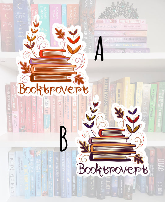 Booktrovert - fall bookish stickers / booktok / book addict / whimsy / reader / water resistant | bookish gifts