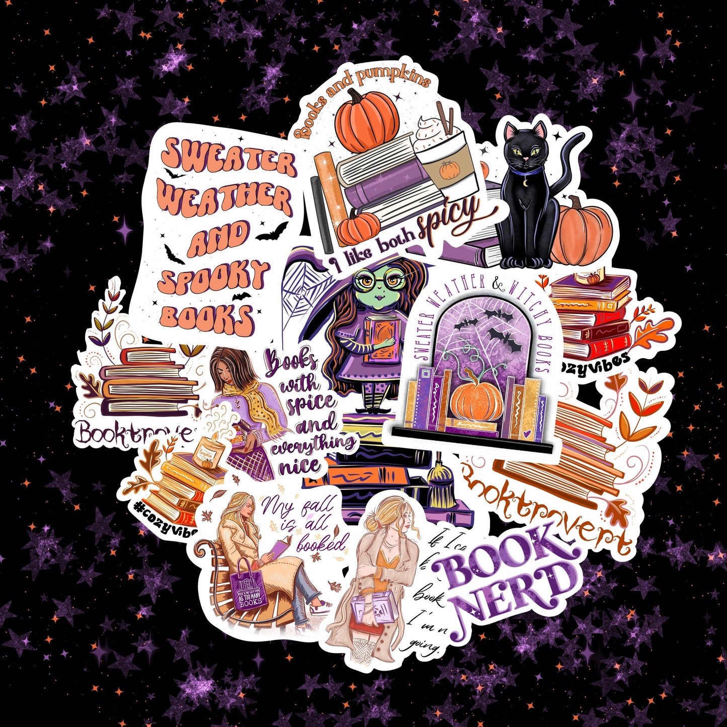 Fall Bookish Sticker Pack | Book Lover, Spooky Season