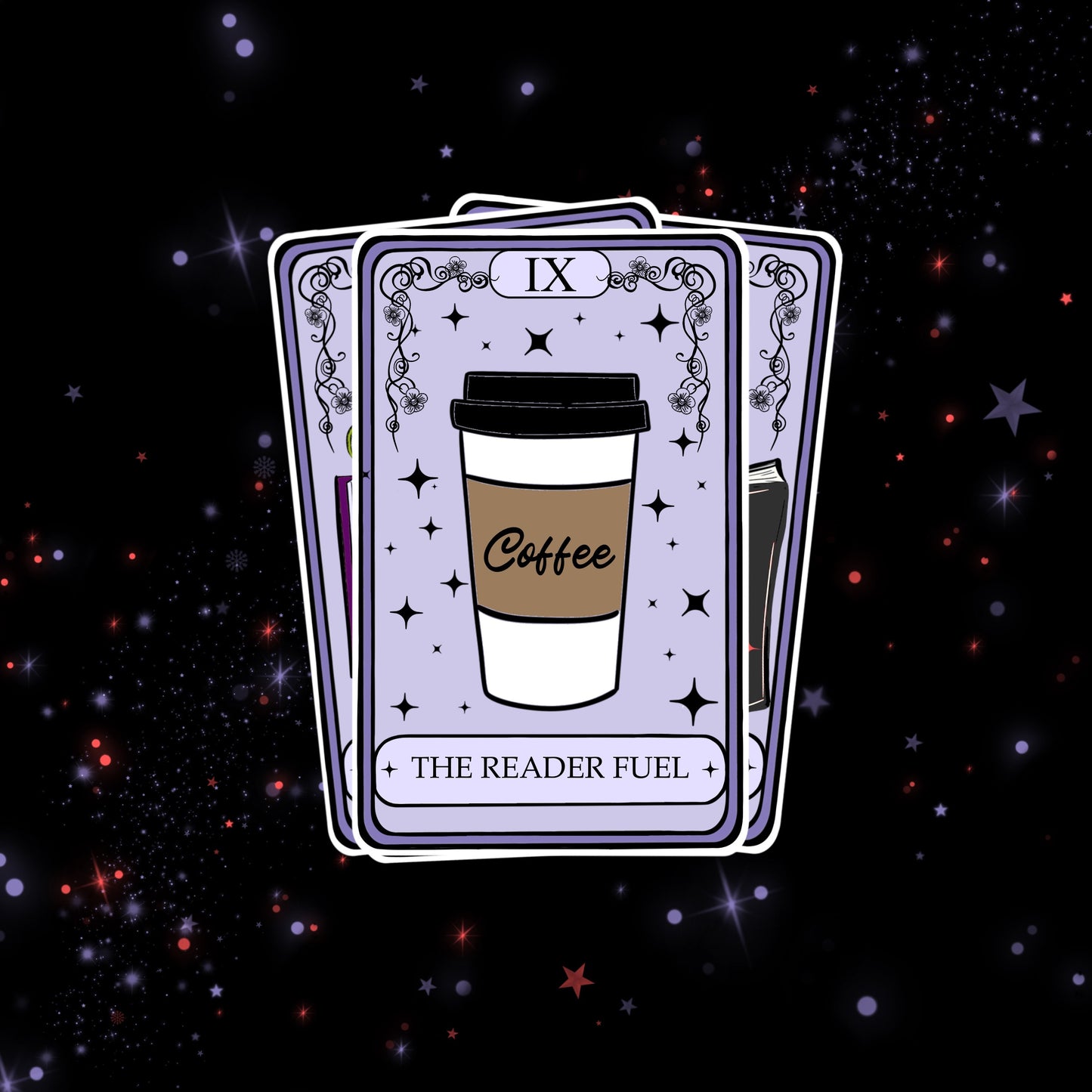 Coffee Tarot Card Sticker | Bookish Reader Fuel, Water Resistant