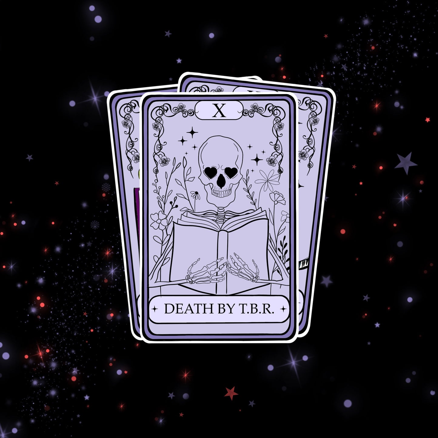 Death by T.B.R. | tarot card - bookish sticker / booktok / book addict / whimsy / reader / water resistant | bookish gifts