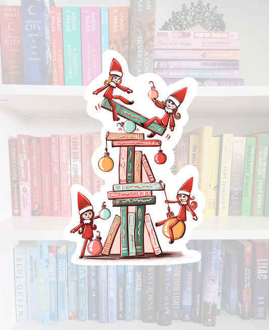Bookish Elves Christmas Sticker – Holiday Reader Gift