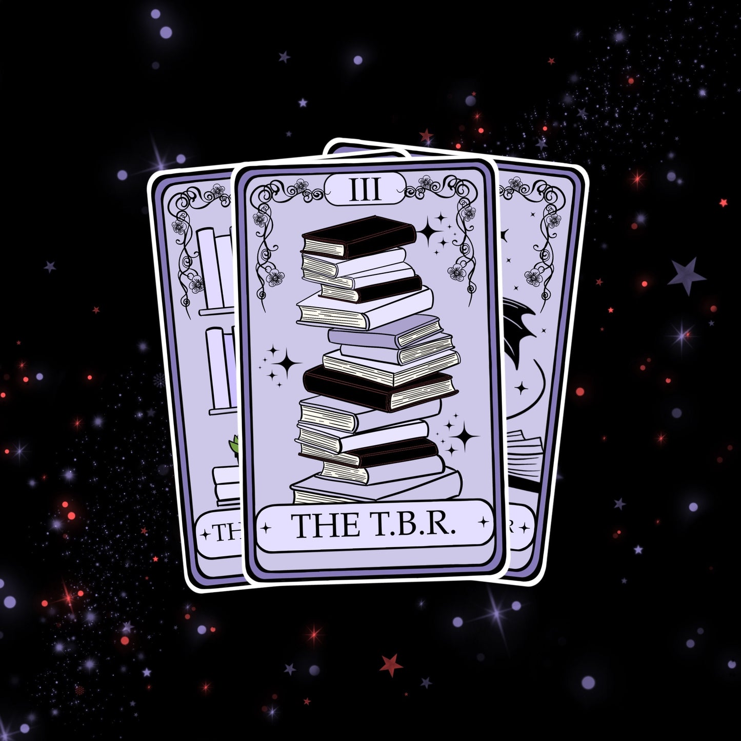 The T.B.R. | tarot card - bookish sticker / booktok / book addict / whimsy / reader / water resistant | bookish gifts