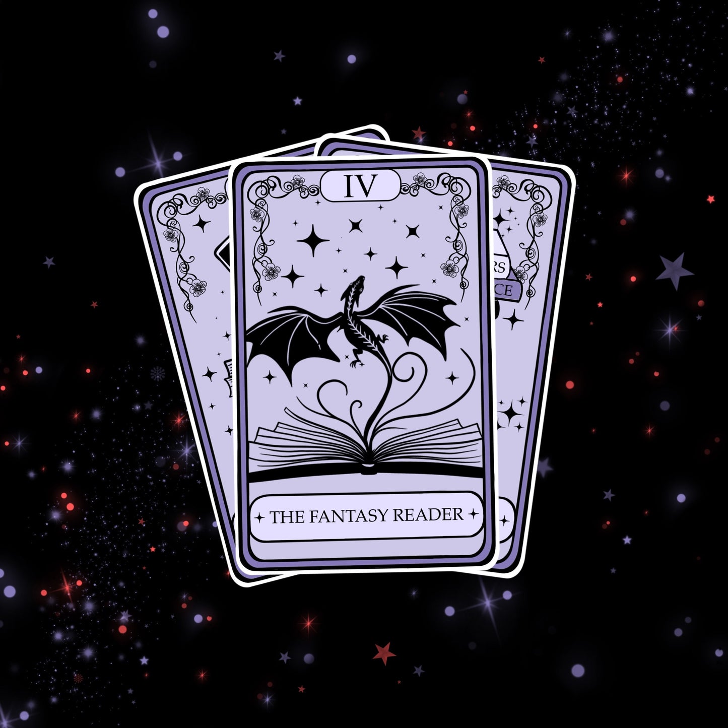Fantasy Reader Tarot Card Sticker | Dragon Book Decal, Booktok