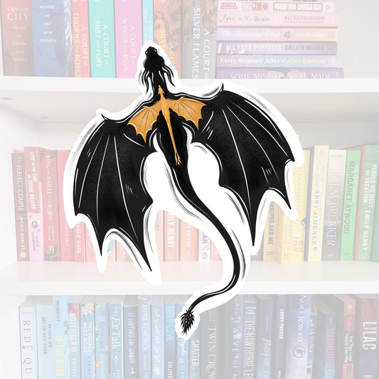 Black and Gold Dragon Sticker - Fantasy Booktok Reader Gift
