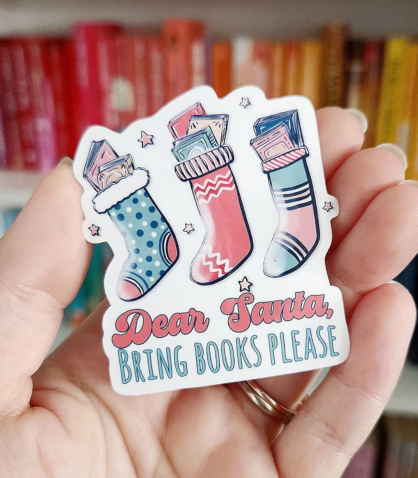 Dear Santa Bring Books Please Sticker, Booktok, Holiday