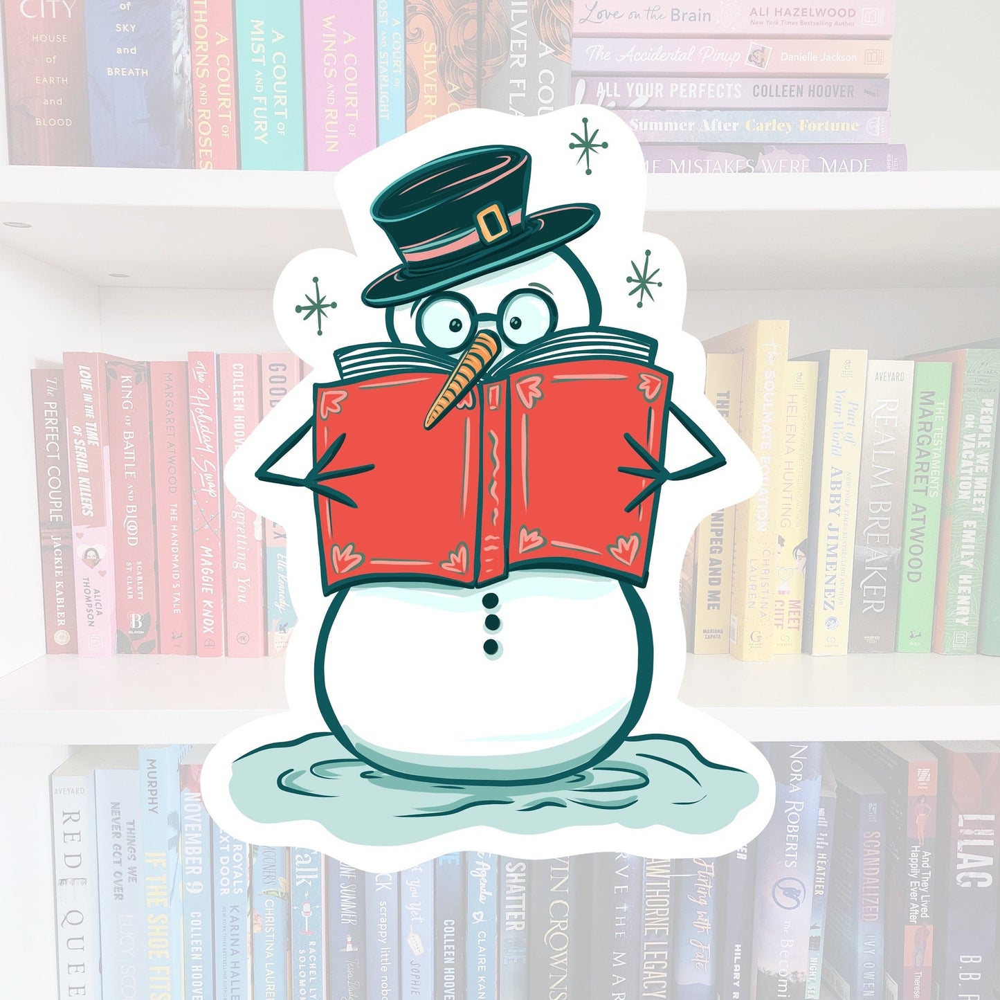 Bookish Snowman Sticker – Holiday Reader Gift