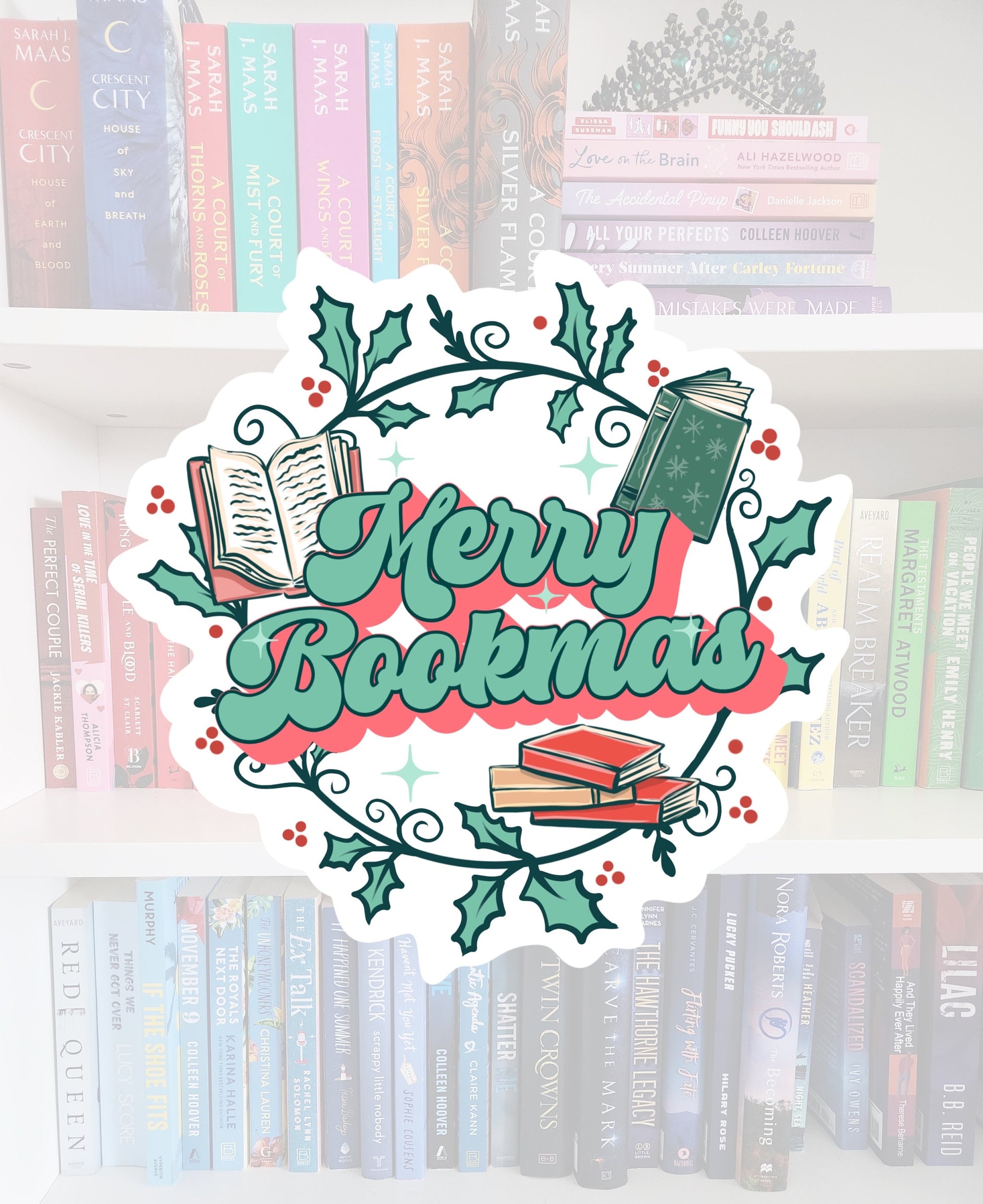Merry Bookmas - STICKER | bookish | booktok | reader | bookaddict | booktok | bookish gifts | holiday | Christmas