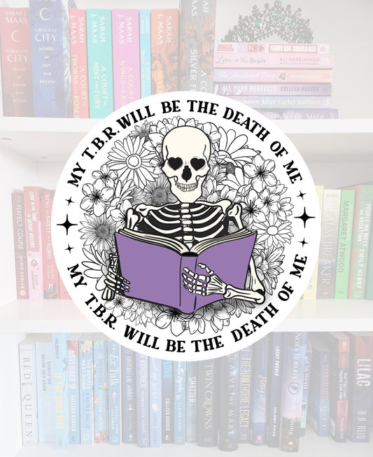 TBR Skeleton Sticker: Funny Booktok Reader Vinyl Sticker