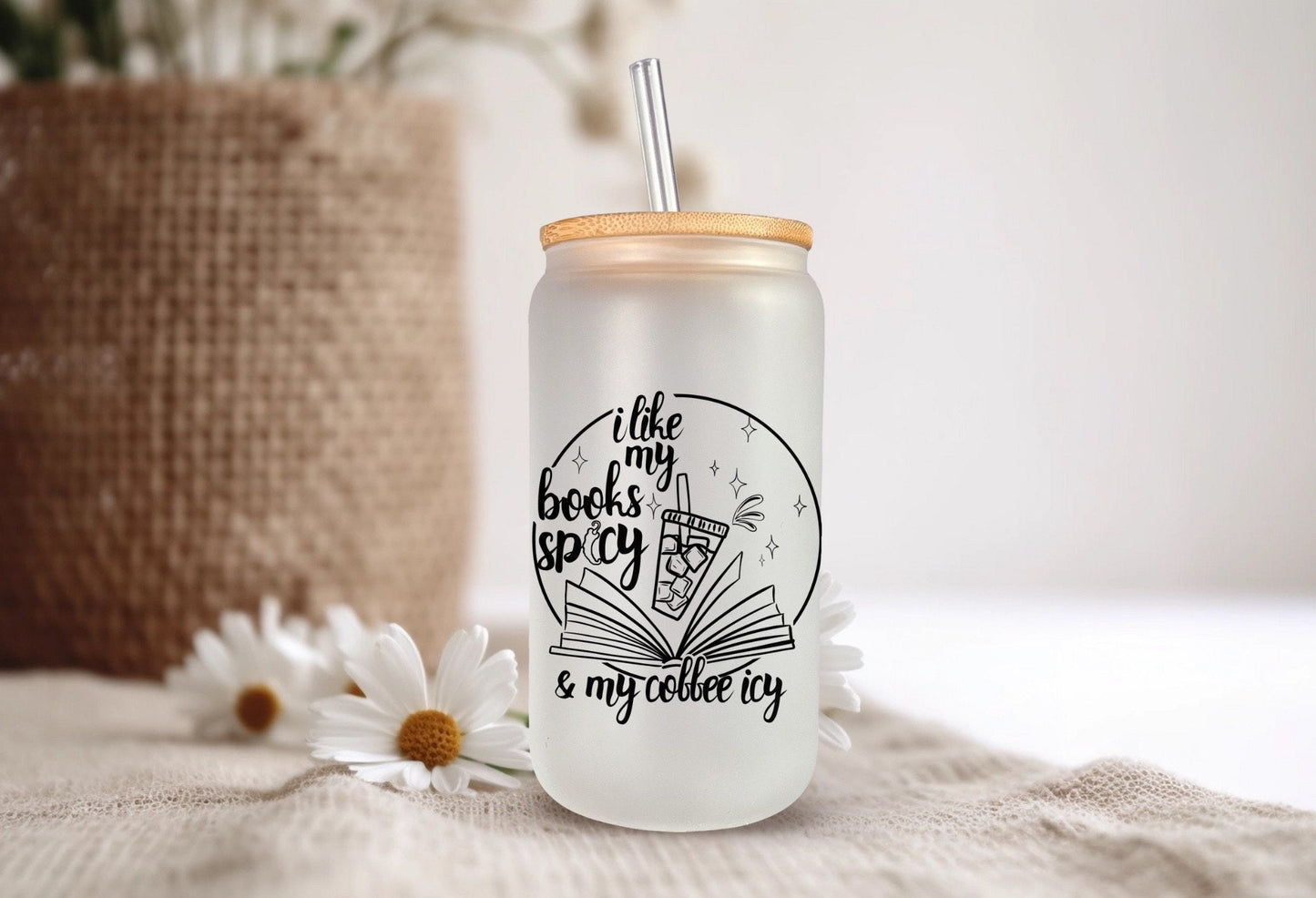 Spicy Books Icy Coffee Frosted Glass Can Tumbler