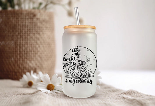 Spicy Books Icy Coffee Frosted Glass Can Tumbler