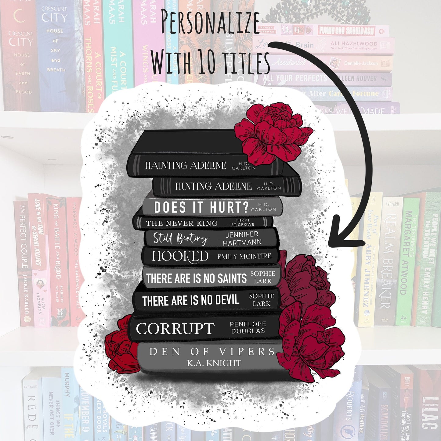 Dark Romance Book pile - customizable sticker / bookish / books / bookish gifts / bookstagram / booktok / personalized / bookish stickers