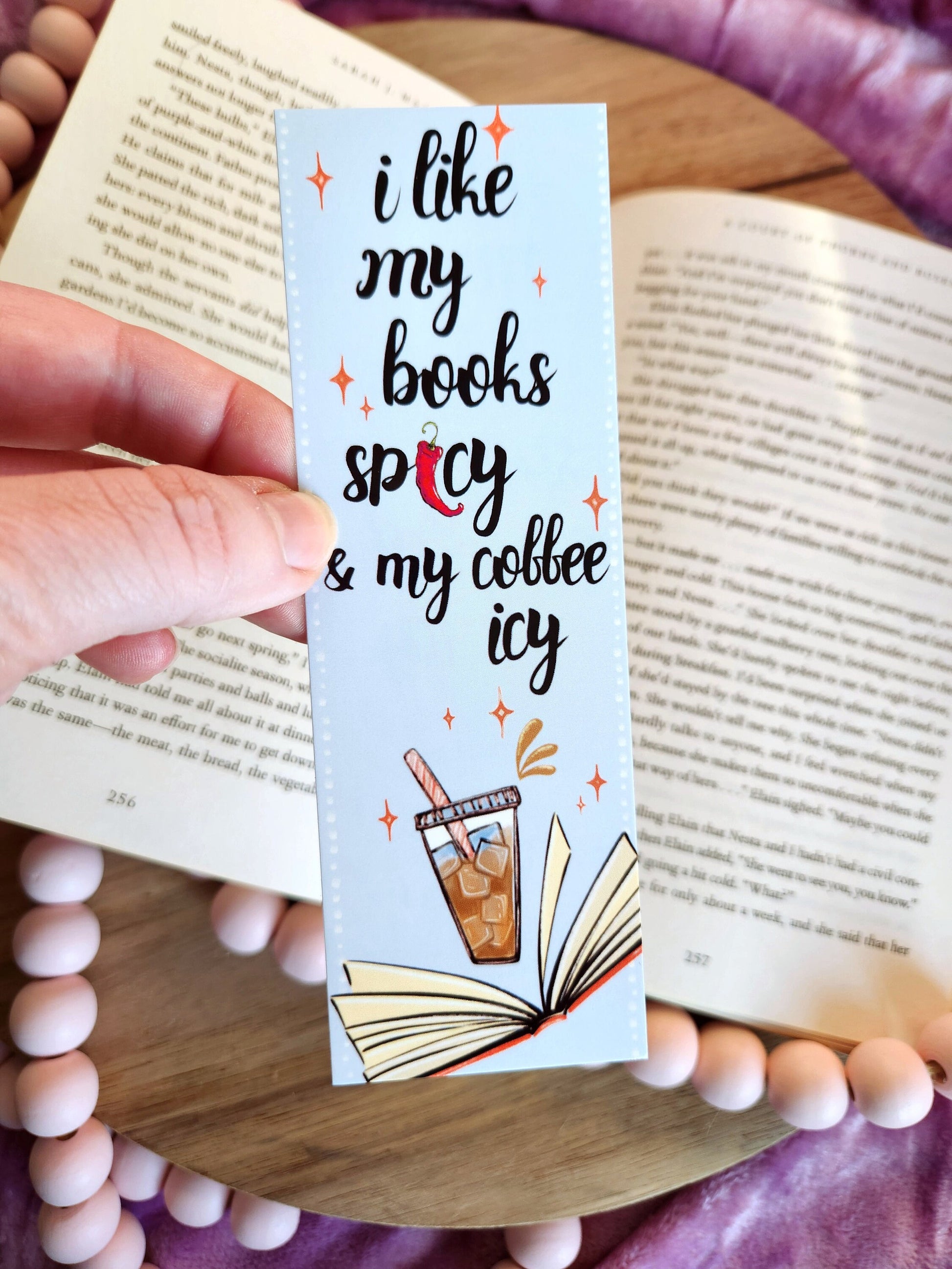 I Like My Books Spicy & Coffee Icy Bookmark – Bookish Gift