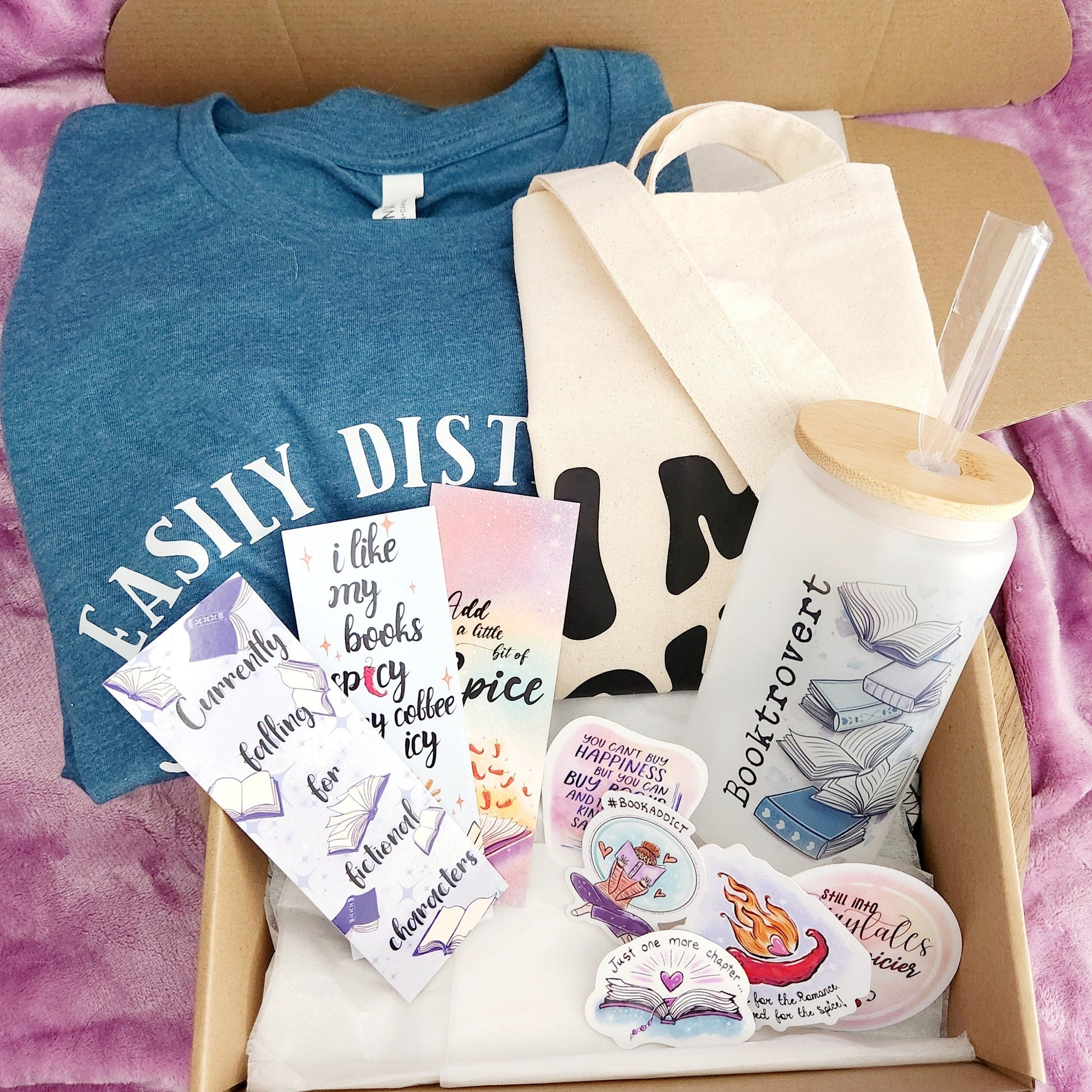 Book Lover Gift Box – T-Shirt, Tote, Tumbler, Stickers, Bookmarks