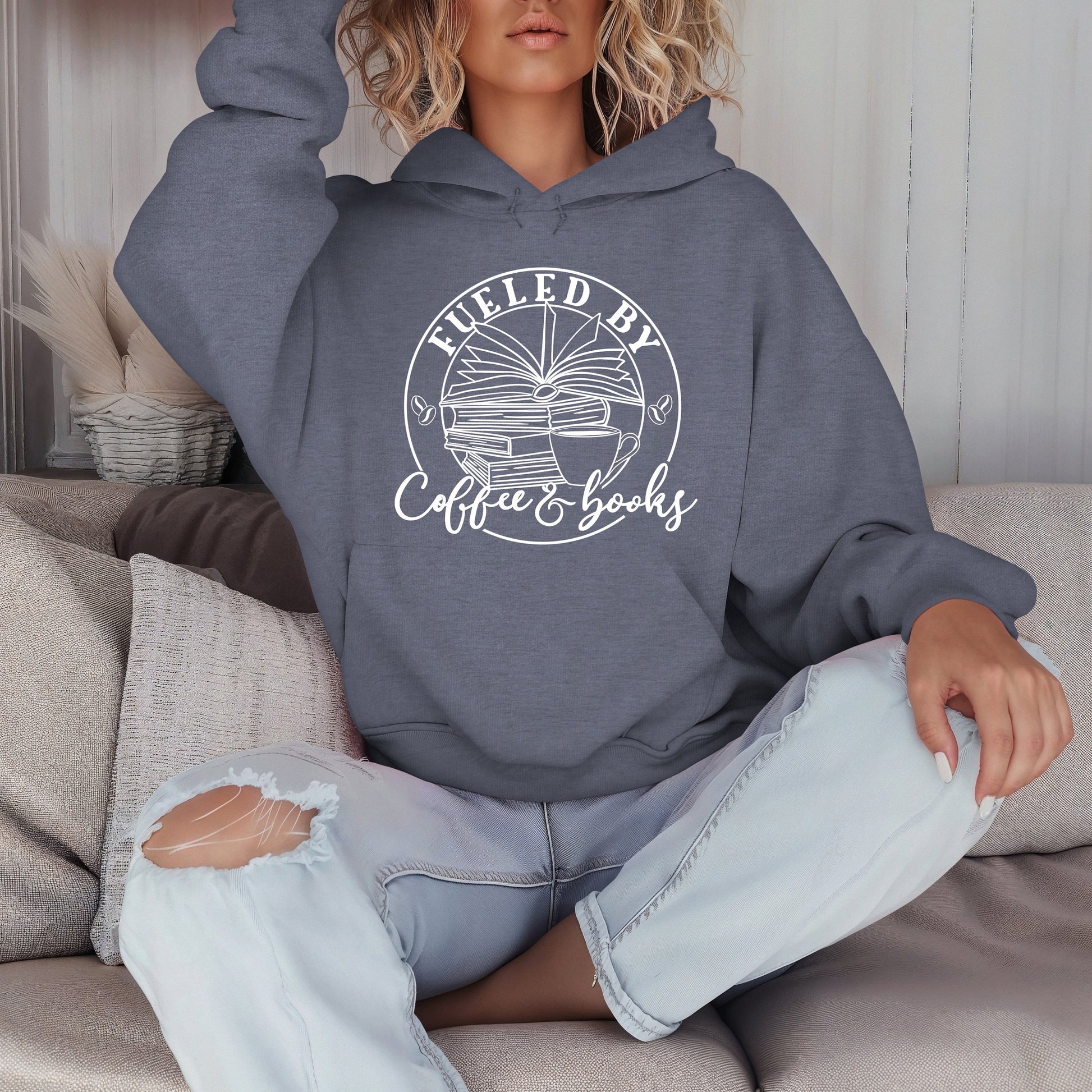 Fueled by Coffee & books hoodie | Reading Shirt | Clothing | bookish gifts | sweater | bookish merch | instagram | bookstagram | sweater