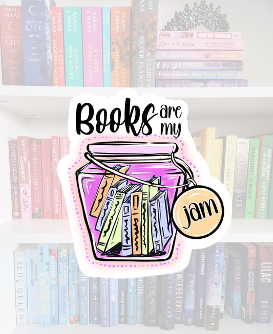 Books are my jam | bookish gifts | book addict | jam jar | bookish stickers | laptop sticker | booktok | water resistant | kindle stickers