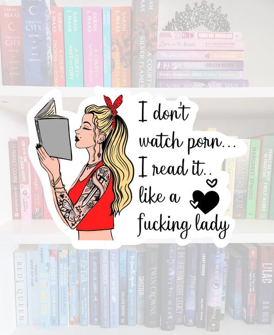 I don’t watch porn, I read it | bookish gifts | bookish stickers | laptop sticker | booktok | water resistant | kindle stickers